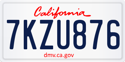 CA license plate 7KZU876