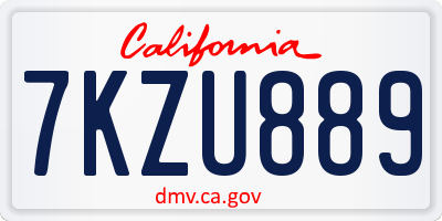 CA license plate 7KZU889