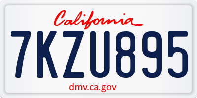 CA license plate 7KZU895