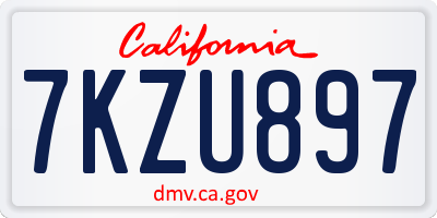 CA license plate 7KZU897