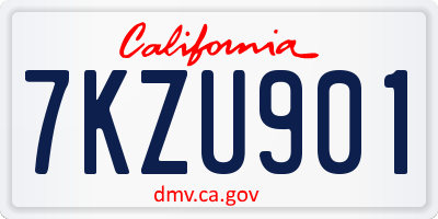 CA license plate 7KZU901