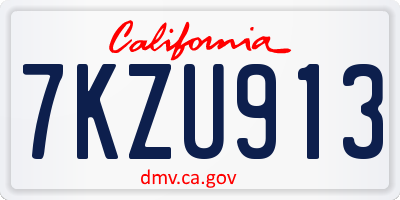 CA license plate 7KZU913