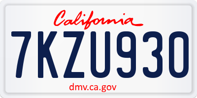 CA license plate 7KZU930