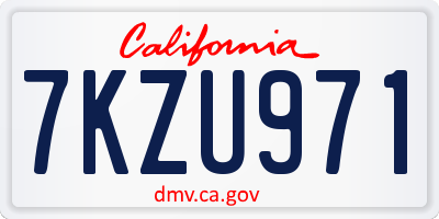 CA license plate 7KZU971