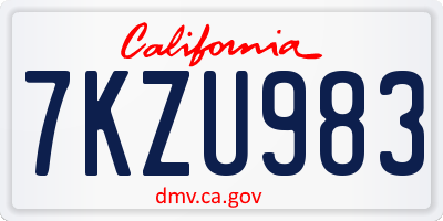 CA license plate 7KZU983