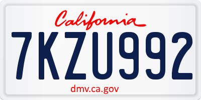 CA license plate 7KZU992