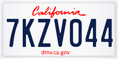 CA license plate 7KZV044