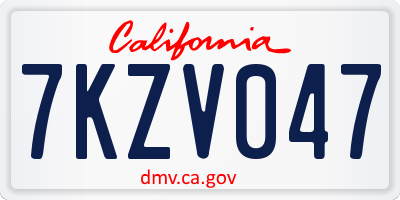 CA license plate 7KZV047