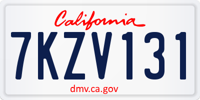 CA license plate 7KZV131
