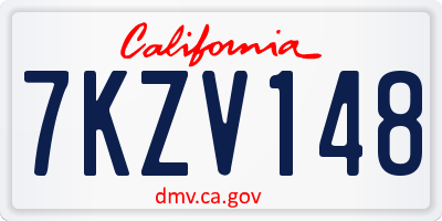 CA license plate 7KZV148