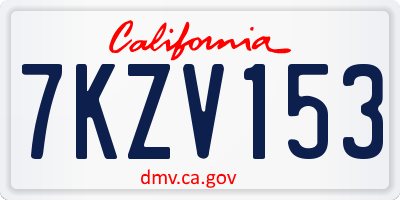 CA license plate 7KZV153