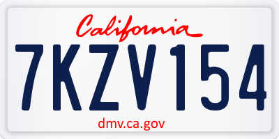 CA license plate 7KZV154