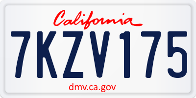 CA license plate 7KZV175