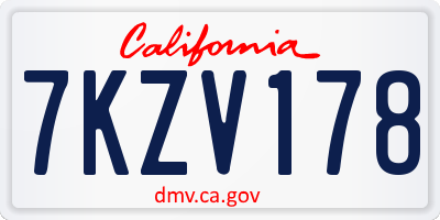CA license plate 7KZV178