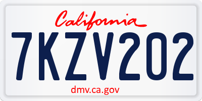CA license plate 7KZV202