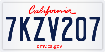 CA license plate 7KZV207
