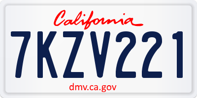 CA license plate 7KZV221