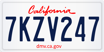 CA license plate 7KZV247