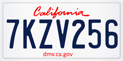 CA license plate 7KZV256