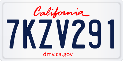 CA license plate 7KZV291