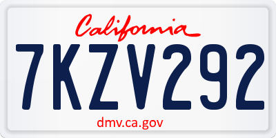 CA license plate 7KZV292