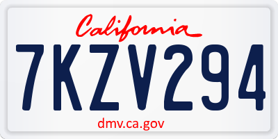 CA license plate 7KZV294