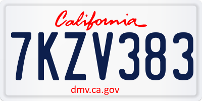CA license plate 7KZV383