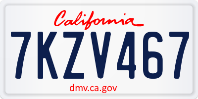 CA license plate 7KZV467