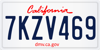 CA license plate 7KZV469