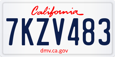CA license plate 7KZV483