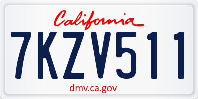 CA license plate 7KZV511