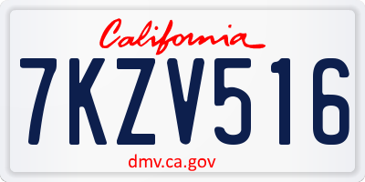 CA license plate 7KZV516