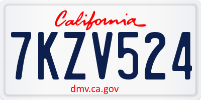 CA license plate 7KZV524