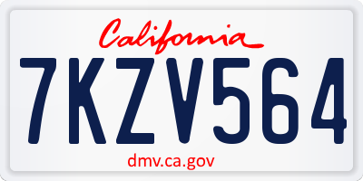 CA license plate 7KZV564