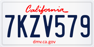 CA license plate 7KZV579