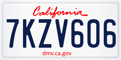 CA license plate 7KZV606