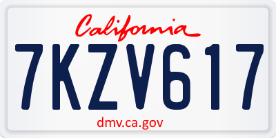 CA license plate 7KZV617