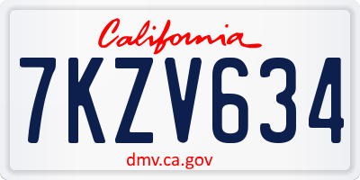 CA license plate 7KZV634
