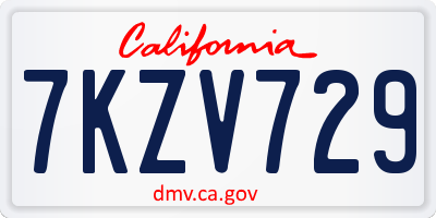 CA license plate 7KZV729