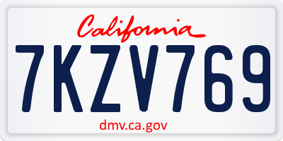 CA license plate 7KZV769