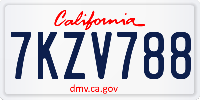 CA license plate 7KZV788