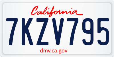 CA license plate 7KZV795