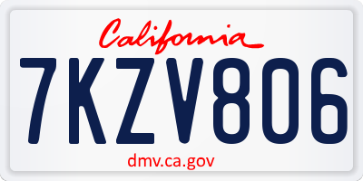 CA license plate 7KZV806