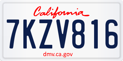 CA license plate 7KZV816