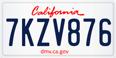 CA license plate 7KZV876