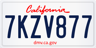 CA license plate 7KZV877