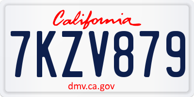 CA license plate 7KZV879