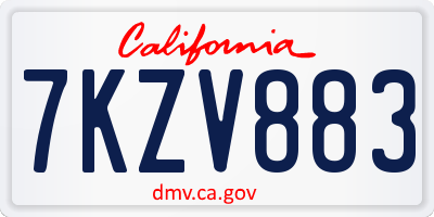 CA license plate 7KZV883