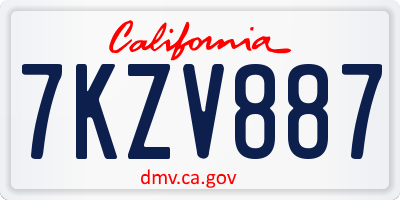 CA license plate 7KZV887