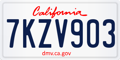 CA license plate 7KZV903